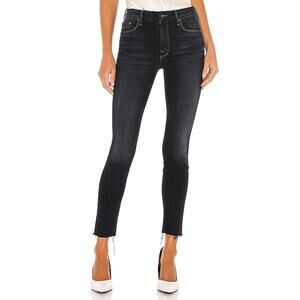 MOTHER THE LOOKER Jeans Ankle Fray Skinny Coffee Tea Or Me Dark Blue Women's 28